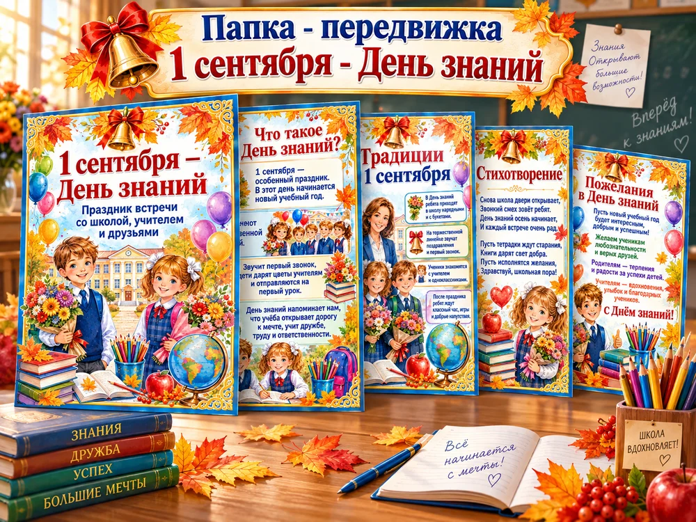 Папка - передвижка   "1 сентября - День знаний"