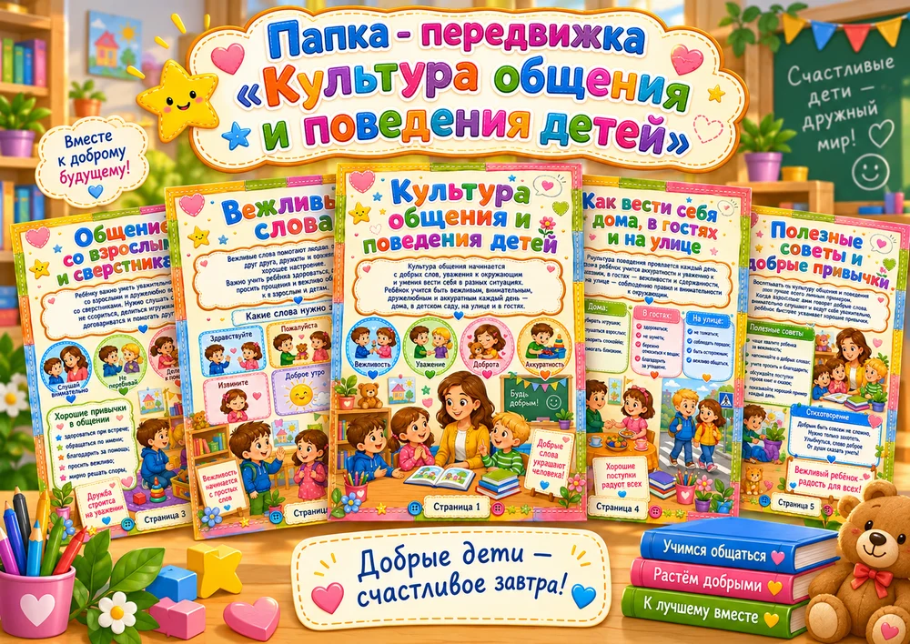 Папка - передвижка "Культура общения и поведения детей"