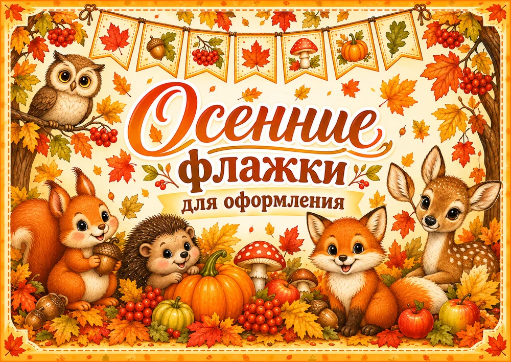 Осеннее оформление "Осенние флажки" 50 шт.