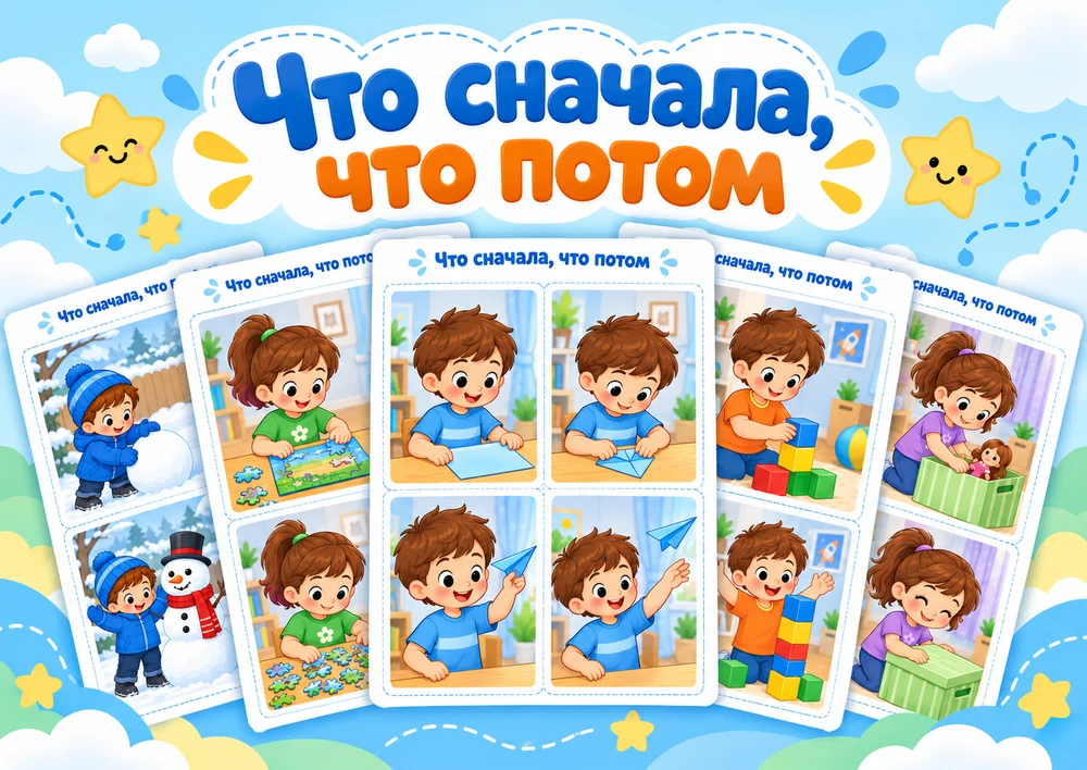 Дидактический материал "Что сначала, что потом"