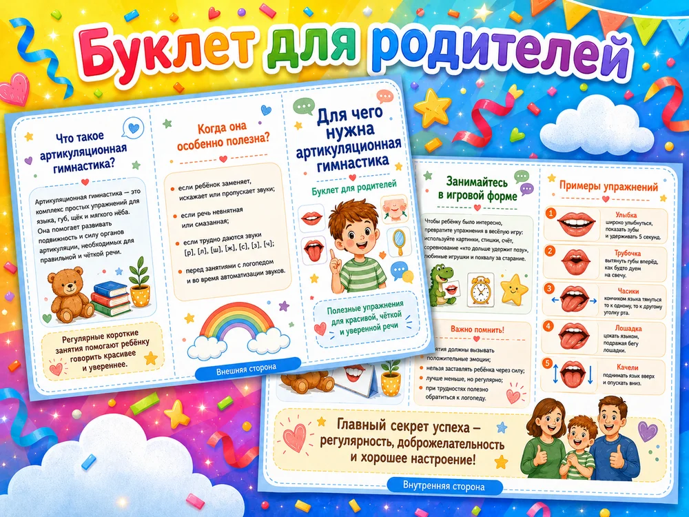 Буклет для родителей "Для чего нужна артикуляционная гимнастика"