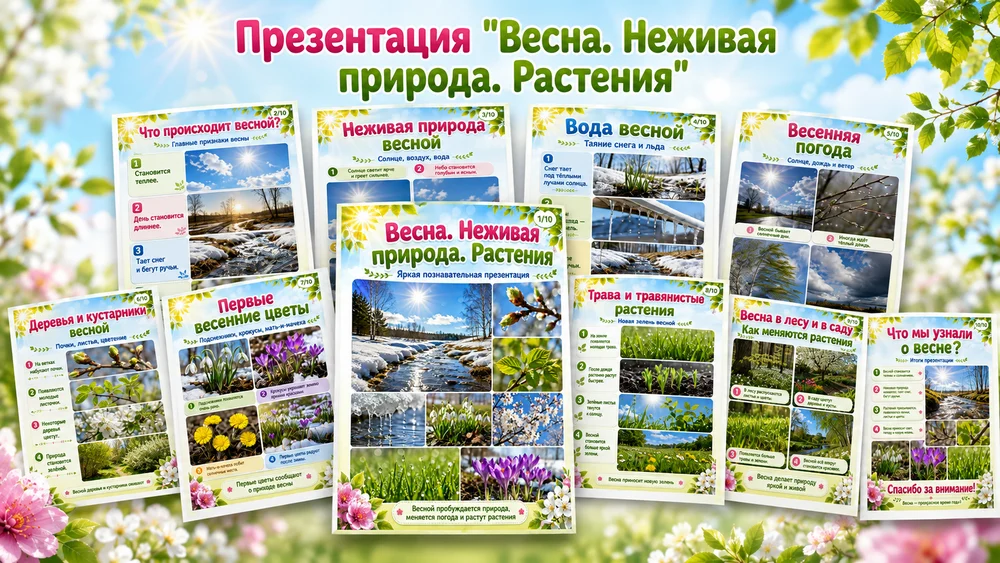 Презентация "Весна. Неживая природа. Растения" — превью 1