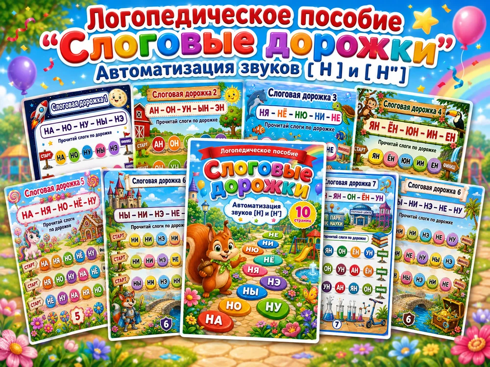 Слоговые дорожки "Буква Н"