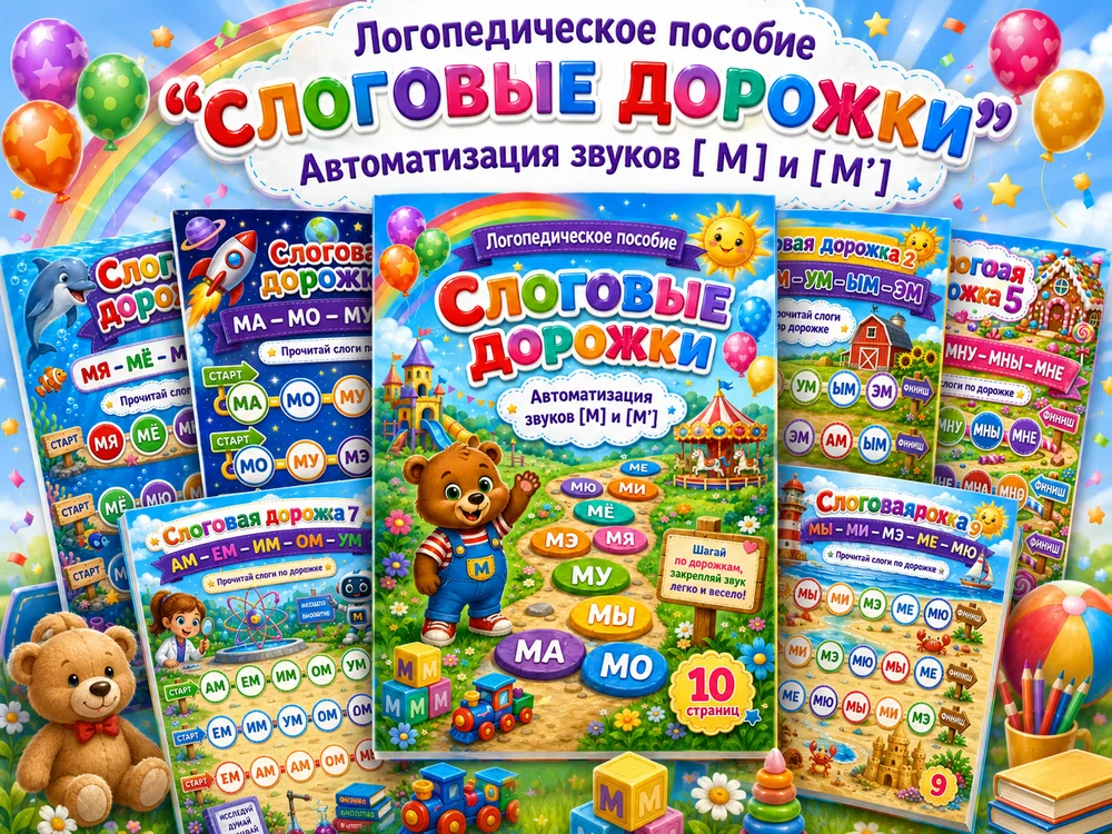 Слоговые дорожки "Буква М"