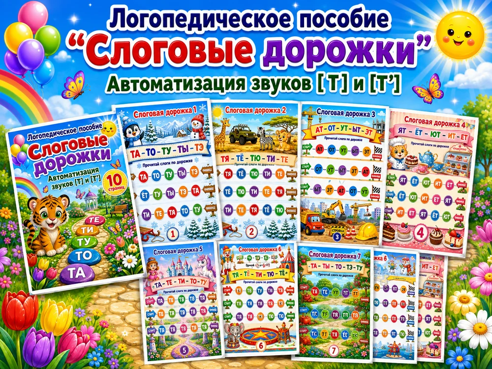 Слоговые дорожки "Буква Т"