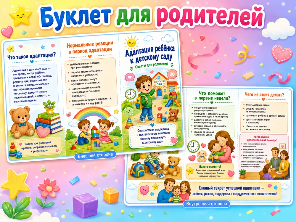 Буклет для родителей "Адаптация ребёнка в детском саду"