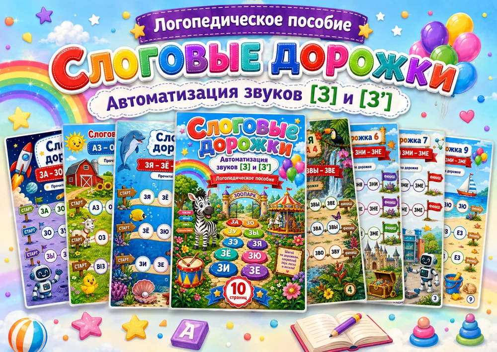 Слоговые дорожки "Буква З"