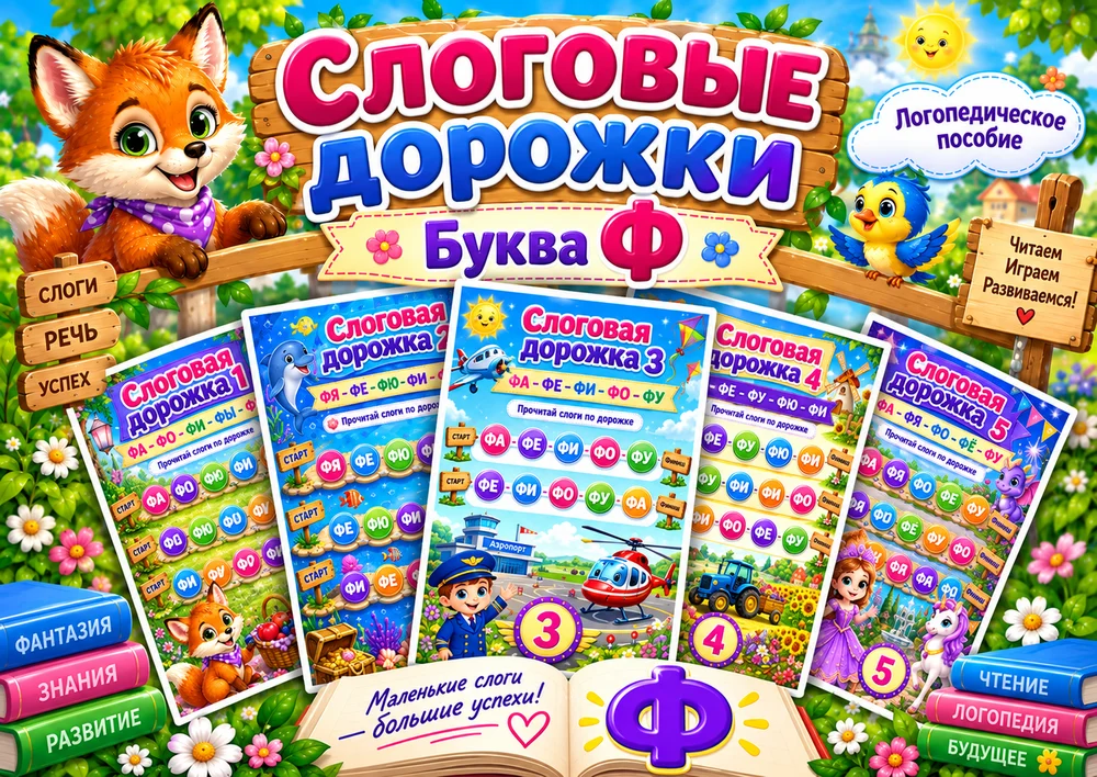 Слоговые дорожки "Буква Ф"