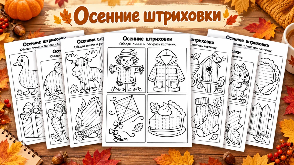 Осенние штриховки 25 листов — превью 1