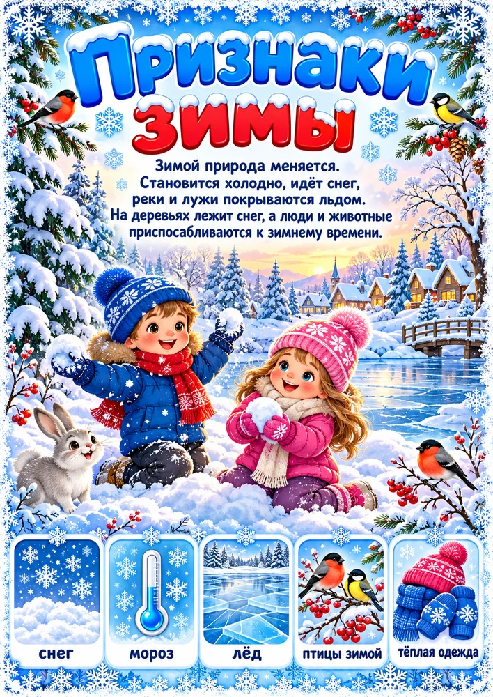 Информационная папка "Признаки зимы"