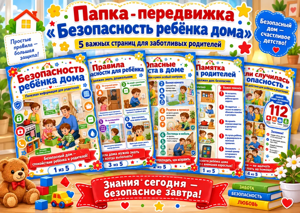 Папка - передвижка "Безопасность ребёнка дома"
