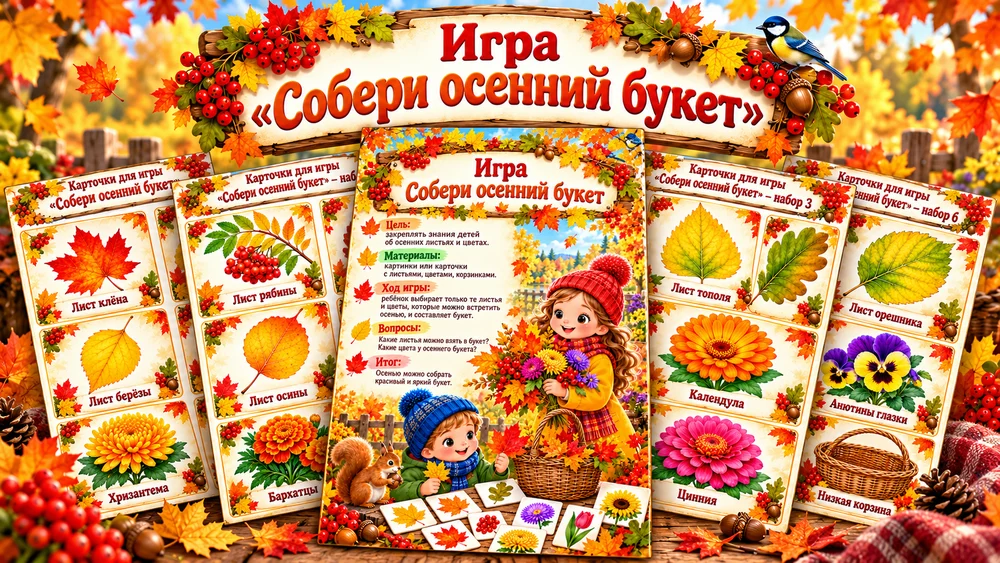 Дидактическая игра "Собери осенний букет" — превью 1