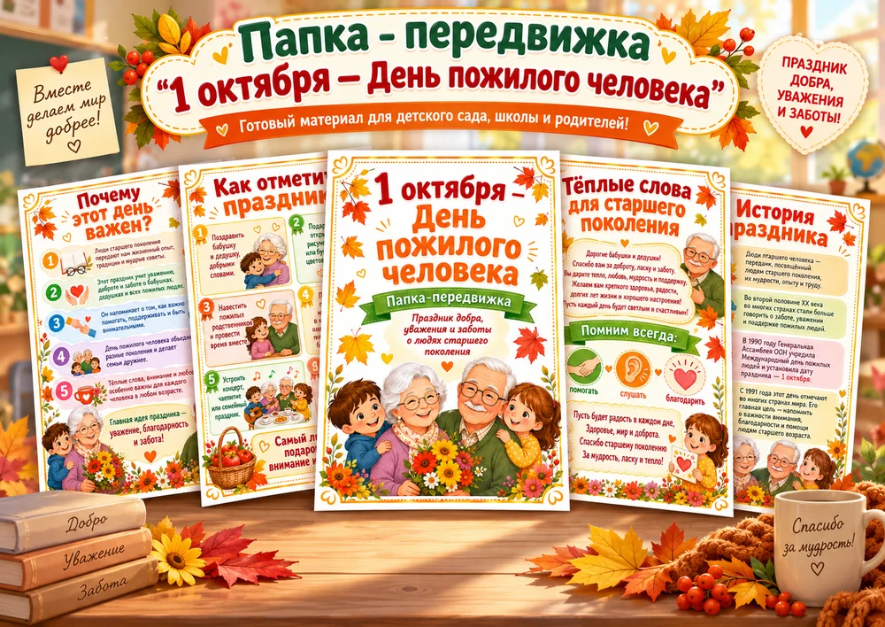 Папка - передвижка "1 октября - День пожилого человека" — превью 1