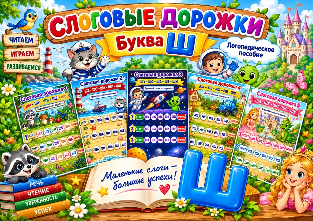 Слоговые дорожки "Буква Ш"