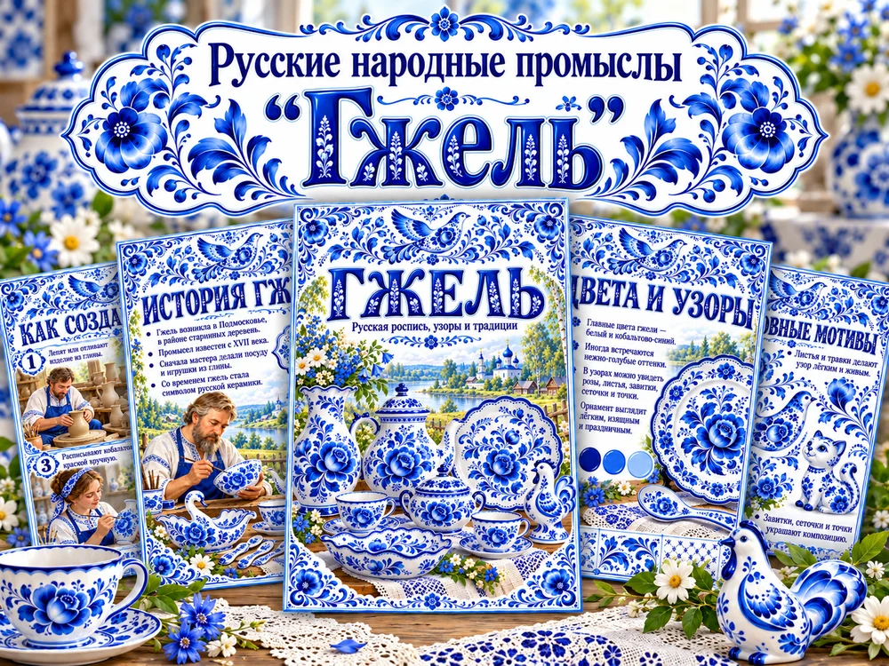 Русские народные промыслы "Гжель" 20 страниц