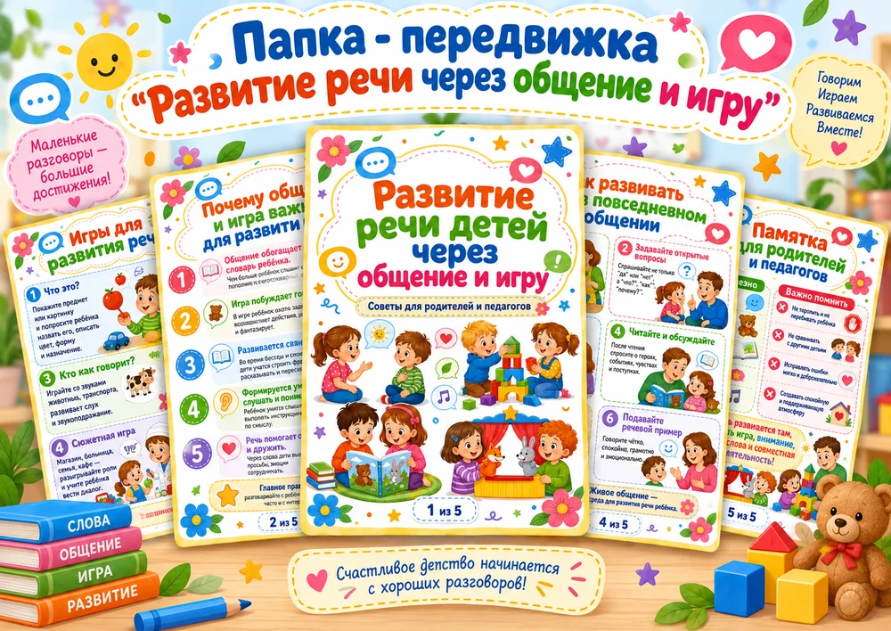 Папка - передвижка "Развитие речи детей через общение и игру"