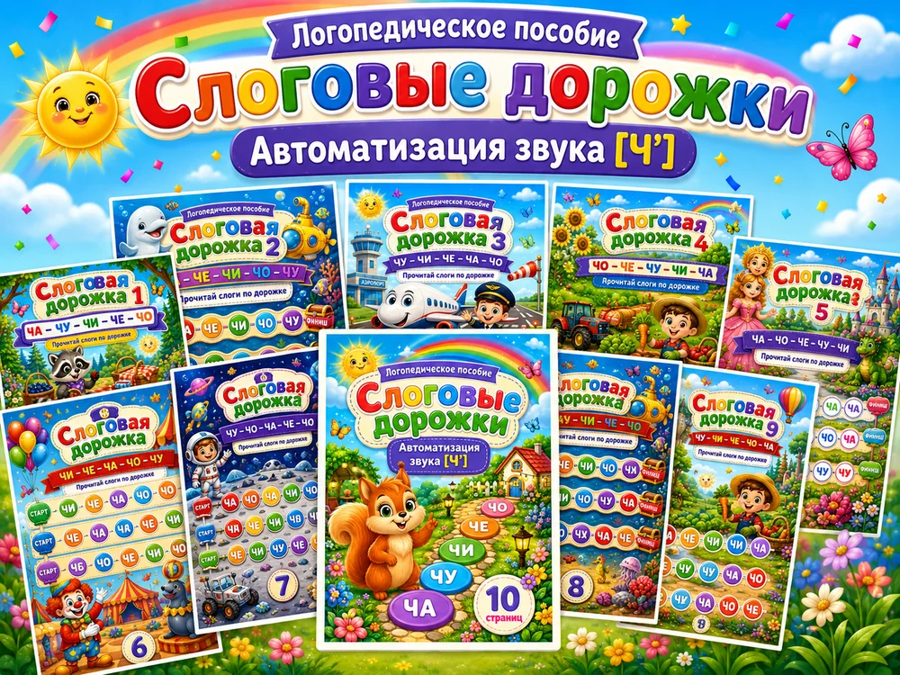 Слоговые дорожки "Буква Ч"